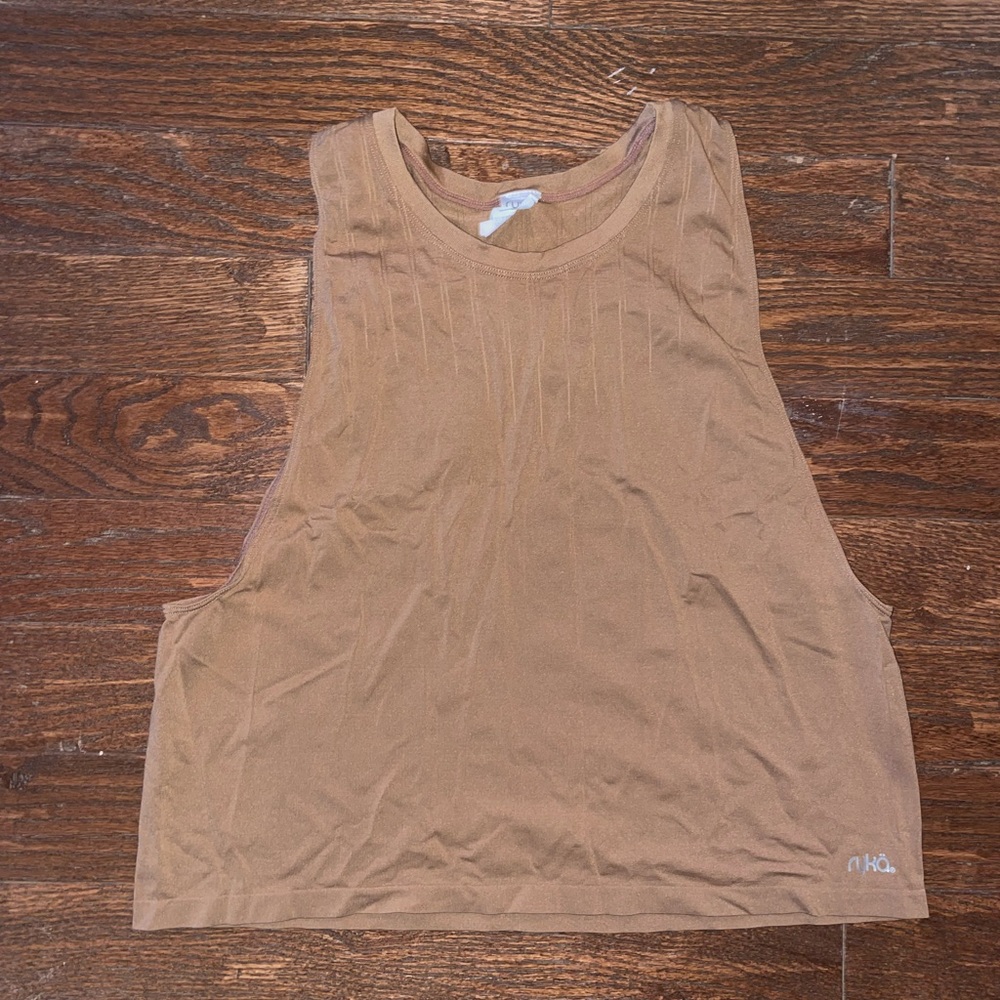 Cropped gym tank size medium oversized camel tan like new by Ryka